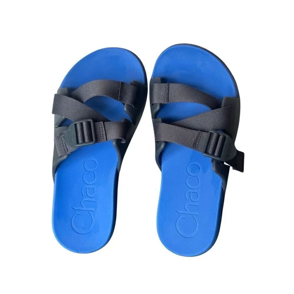 Chaco Men’s Chillos Blue Black Adjustable Slides Size 8
